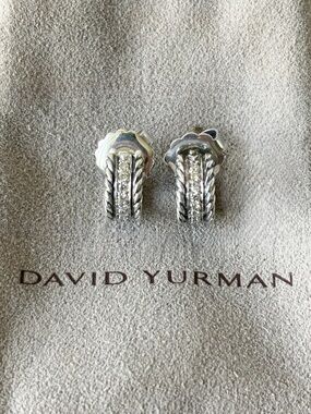 David Yurman Cable & Diamond Huggie Earrings